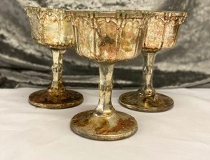 lot 629 image: Rose Gold weathered look Goblets (3)