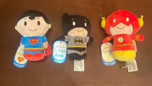 lot 204 image: Superhero Itty-bitty 4 Plush Toys Batman, Superman, and the Flash