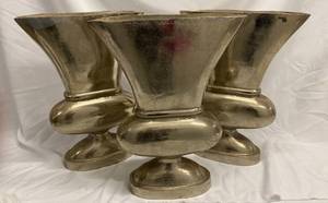 lot 447 image: 3 Pewter Vases 19 14 x 15