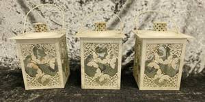 lot 617 image: 3 White Metal Lanterns