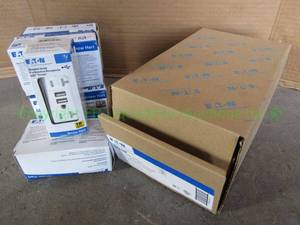 lot 21 image: Eaton GFCI (ground fault circuit interruptors) electric receptacles, 1 box, never used