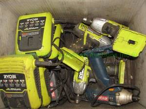 lot 235 image: Ryobi cordless drills and chargers as shown