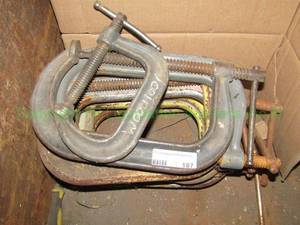 lot 187 image: Large heavy duty C clamps 9 count