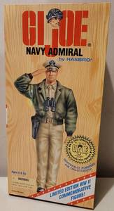 lot 27 image: 1996 HASBRO 12 G.I. JOE NAVY ADMIRAL WWII COMMEMORATIVE EDITION FIGURE IN ORIGINAL BOX AS SHOWN.