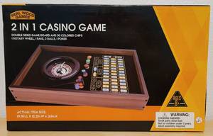 lot 51 image: 2 IN 1 CASINO GAME BY REAL WOOD GAMES IN UNOPENED BOX AS SHOWN.