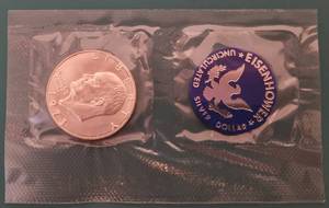 lot 98 image: 1973 UNCIRCULATED EISENHOWER SILVER DOLLAR COIN IN ORIGINAL MINT PACKAGING AS SHOWN.