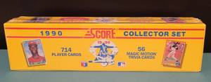 lot 105 image: 1990 SCORE COLLECTOR SET IN UNOPENED BOX AS SHOWN. SET INCLUDES 714 CARDS WITH 56 MAGIC MOTION TRIVIA CARDS.