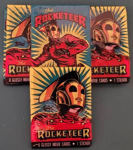 lot 107 image: LOT OF 4 UNOPENED PACKS OF 1991 TOPPS THE ROCKETEER MOVIE TRADING CARDS AS SHOWN. (YOUR BID X 4)