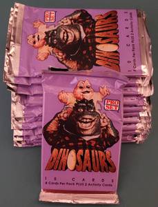 lot 109 image: LOT OF 12 UNOPENED PACKS OF 1991 PRO SET DINOSAURS TRADING CARDS AS SHOWN. (YOUR BID X 12)