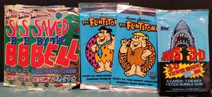 lot 112 image: LOT OF 6 UNOPENED PACKS OF 1990S TRADING CARDS AS SHOWN. (3) SAVED BY THE BELL, (2) FLINTSTONES, AND (1) JAWS 3-D. (YOUR BID X 6)
