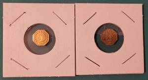 lot 118 image: LOT OF 2 CALIFORNIA GOLD 12 FRACTIONAL TOKENS AS SHOWN. 1852 AND 1857.