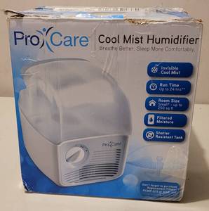 lot 134 image: PRO CARE COOL MIST HUMIDIFIER IN BOX AS SHOWN.