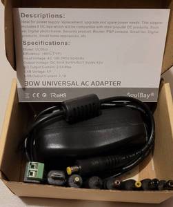 lot 138 image: SOULBAY 30W UNIVERSAL AC ADAPTER IN BOX AS SHOWN.