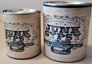 lot 186 image: LOT OF 2 JUNK GYPSY PAINT CANS IN COLORS SHOWN. (YOUR BID X 2)