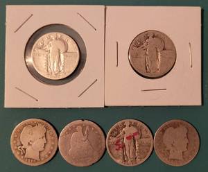 lot 161 image: LOT OF 6 SILVER QUARTERS AS SHOWN. (YOUR BID X 6)
