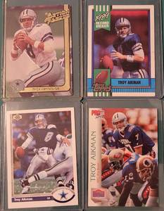 lot 180 image: LOT OF 4 TROY AIKMAN FOOTBALL TRADING CARDS AS SHOWN. (YOUR BID X 4)