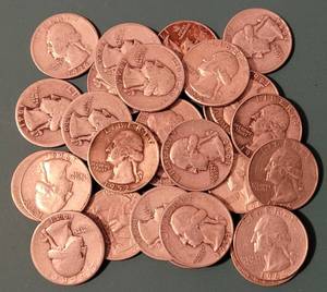 lot 200 image: LOT OF 27 PRE-1965 SILVER QUARTERS AS SHOWN. (YOUR BID X 27)