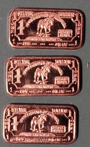 lot 206 image: LOT OF 3 SILVER BULLION (1 GRAM EACH) AS SHOWN.