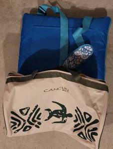 lot 287 image: CANCUN DUFFLE BAG AND BEACH BLANKET AS SHOWN.