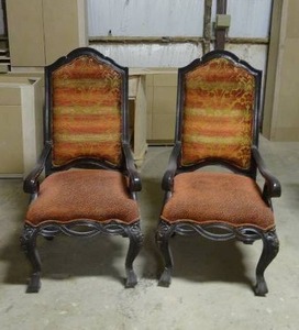 lot 29 image: Lot of 2 Matching Rocco-Victorian Style High Back Arm Chairs