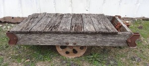 lot 43 image: Antique Railroad Yard Rocker Cart, Chas. E. Francis Co. Russville, Ind