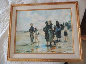lot 27 image: Large hand painted art 35x29