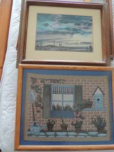 lot 26 image: Sky art 14x18 and cloth portrait 17x21