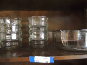 lot 105 image: Large salad set with 1 serving bowl and 8 bowls