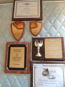 lot 37 image: Service awards x 2, bowling plaques, and more