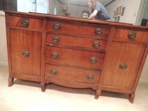 lot 4 image: Dining room buffet 6 drawers, double door 1 on each by 36x60x21.5B.P. Johnn Furniture made in Hood Oregon