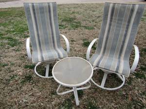 lot 13 image: PATIO SET - 2 ROCKER CHAIRS  SMALL TABLE