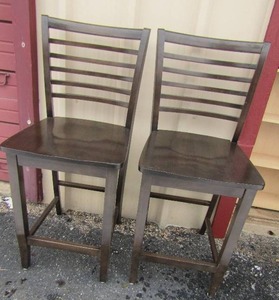 lot 28 image: Bar height stools with wood back x 2 size 39x18x16