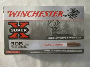 lot 48 image: Box Of 20-Rounds, Winchester Super-X 308-Win, Power-Point, 180-Gr. Ammunition