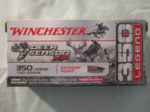 lot 51 image: 20 Rounds- Winchester DEER SEASON XP .350 Legend,150 Grain, Extreme Point Polymer Tip Centerfire Rifle Ammunition,