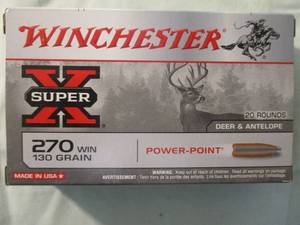 lot 52 image: 20-Rounds,  Winchester SUPER X 270-Win. 130 Grain Deer & Antelope, Power Point, Rifle Ammunition,