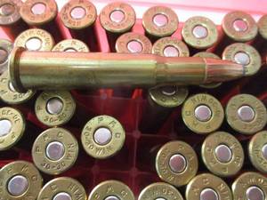 lot 65 image: Plastic Box of 42-Reloaded, SPEER 30-30Win. 150-Grain Rifle Cartridges