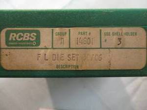lot 71 image: RCBS-OMARK INDUSTRIES-3006 F L  3-pc. Die Set, #14801- Reloading Equipment
