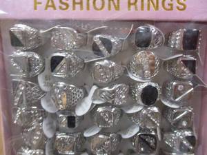 lot 14 image: NEW- Case Of 50-Mens Electroplated Fashion Rings, Mixed Sizes