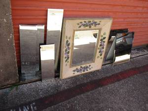 lot 95 image: Painted and Framed Beveled Edge Mirror, And Lot of Mixed Sizes of  Beveled Edge Mirrors
