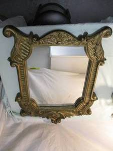 lot 102 image: Vintage Heavy Mirror, With Coat Of Arms Style Frame