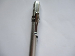 lot 144 image: NEW- Qty of 6- 5.5 BLUE LED Uv-LIGHT, ALUMINUM -PENLIGHT FLASH LIGHTS, WITH PUSH BUTTON ONOFF AND POCKET CLIP.