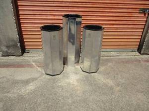 lot 99 image: 3-Silver With Black Trays  Plant Stands Or Business Card Holders