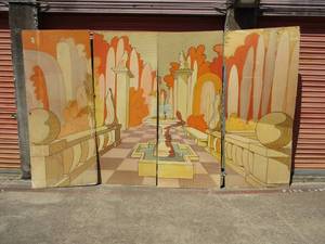 lot 131 image: 4-Large Section Panel Wall Art, Each section is about 37-W x 89-H