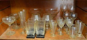lot 197 image: Wine Glasses, Bride and Groom Glass, Margarita Glasses, 2 Liquid Measuring Glasses