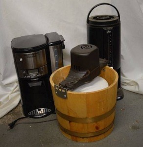 lot 213 image: Rival Ice Cream Maker (Missing the Paddle), Update Tea Brewer and Hamilton Beach Brew Station (Both missing Pots)