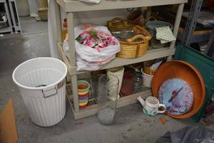 lot 221 image: Gardening Pots, Wide Variety of Vases, Christmas lights and Temp Gauge