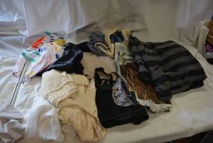 lot 224 image: lot of misc. fabric, Curtains and Back support