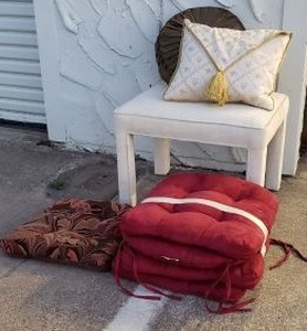 lot 141 image: Chair Cushions, Ottoman and Throw Pillows
