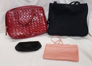 lot 150 image: Hillard and Hanson Purse, Estee Lauder Bag, Coin Purse and Pink Clemente Purse
