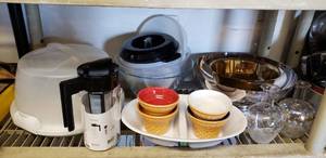 lot 12 image: Ice Cream Dish Set, Cake Carrier, Serving Bowls, Takeya Cold Brew Coffee Maker